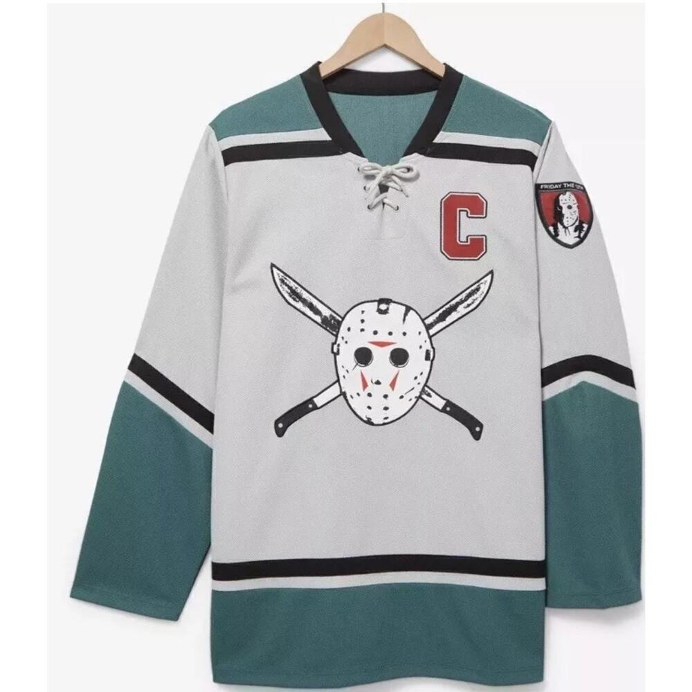 Friday the 13th Jason Hockey Jersey XS NEW Grey Green